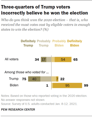 Chart shows three-quarters of Trump voters incorrectly believe he won the election